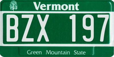 VT license plate BZX197
