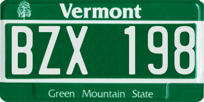 VT license plate BZX198