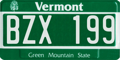 VT license plate BZX199