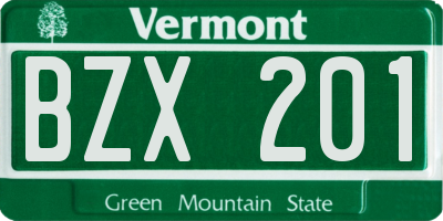 VT license plate BZX201
