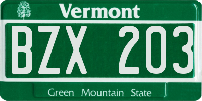 VT license plate BZX203