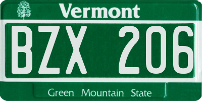 VT license plate BZX206