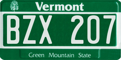VT license plate BZX207