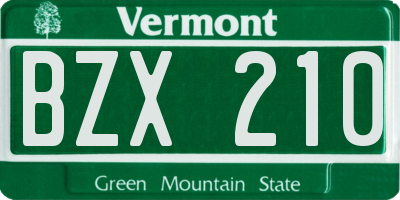 VT license plate BZX210