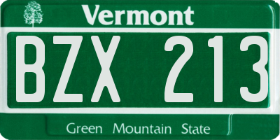 VT license plate BZX213