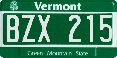 VT license plate BZX215