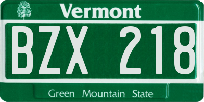 VT license plate BZX218