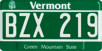 VT license plate BZX219