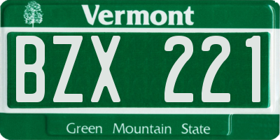 VT license plate BZX221