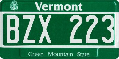 VT license plate BZX223
