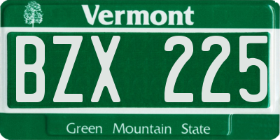 VT license plate BZX225