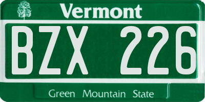 VT license plate BZX226