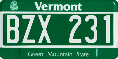 VT license plate BZX231