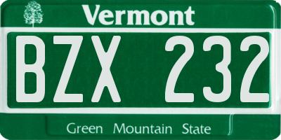 VT license plate BZX232