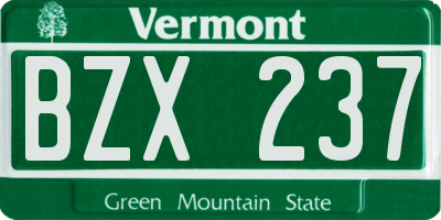 VT license plate BZX237