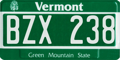 VT license plate BZX238