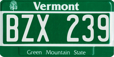 VT license plate BZX239