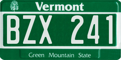 VT license plate BZX241