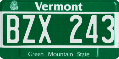 VT license plate BZX243