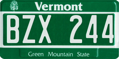 VT license plate BZX244