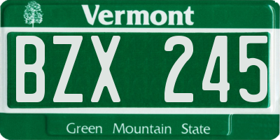 VT license plate BZX245