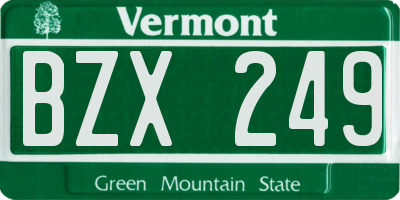 VT license plate BZX249