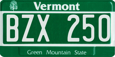VT license plate BZX250