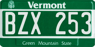 VT license plate BZX253