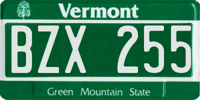VT license plate BZX255