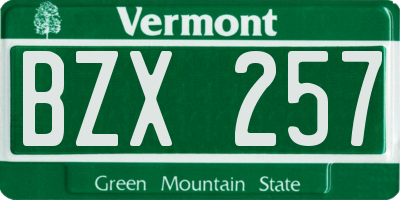VT license plate BZX257