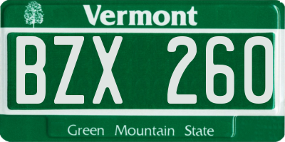 VT license plate BZX260