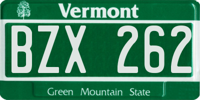 VT license plate BZX262