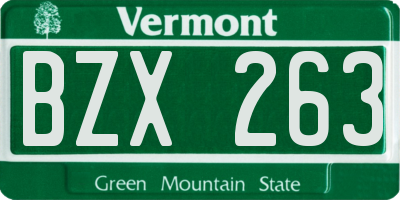 VT license plate BZX263