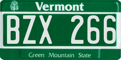 VT license plate BZX266