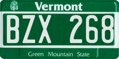 VT license plate BZX268