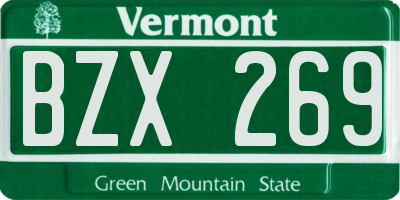 VT license plate BZX269