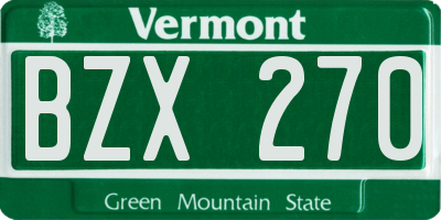 VT license plate BZX270