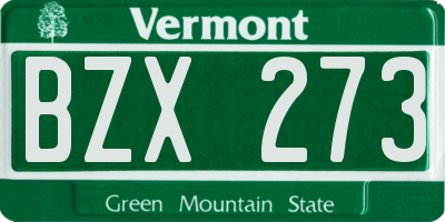 VT license plate BZX273