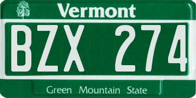 VT license plate BZX274