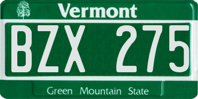 VT license plate BZX275