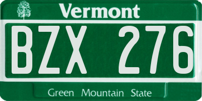VT license plate BZX276