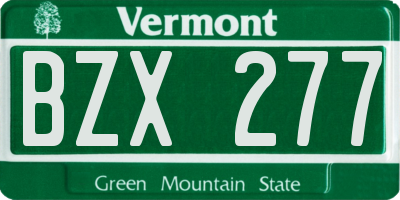 VT license plate BZX277