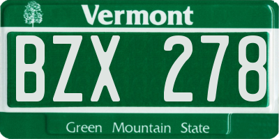 VT license plate BZX278