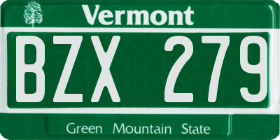 VT license plate BZX279