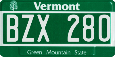 VT license plate BZX280