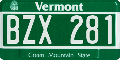 VT license plate BZX281