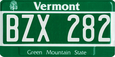 VT license plate BZX282