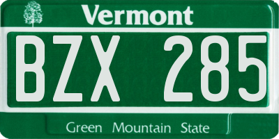 VT license plate BZX285
