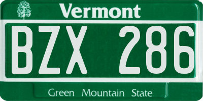 VT license plate BZX286