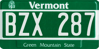 VT license plate BZX287